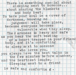 Best Love Quote : There is something special about sleeping…