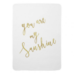 Sunshine Quote Faux Gold Foil Glitter Background Pram blankets