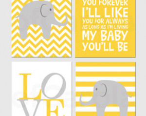 Set Baby Quote, Four Prints Set PERSONALIZE, Elephant Love Forever ...