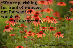 ... for want of wonder, not for want of wonders.” GK Chesterton