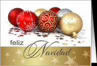 Feliz Navidad.Spanish Christmas Card with Christmas Ornaments card ...