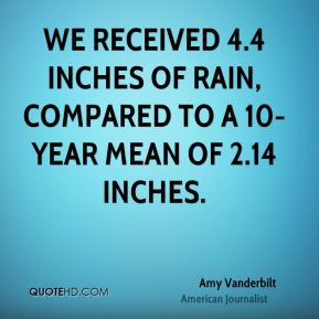 ... of rain, compared to a 10-year mean of 2.14 inches. - Amy Vanderbilt