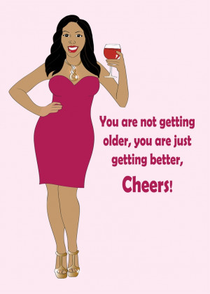 Birthday Greeting Card for Women. Beautiful Black woman wearing a pink ...