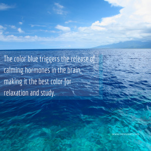 The color blue triggers the release of calming hormones in the brain ...