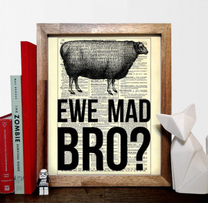 You Mad Bro? Animal Pun, Funny Quote, Wedding Gift, Kids Room Decor ...