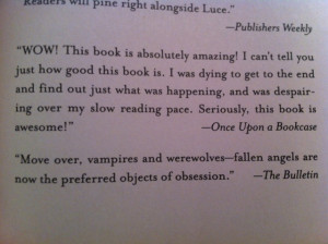 Quote taken from my review of Fallen by Lauren Kate mentioned in a ...