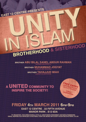 Thread: Unity in Islam: Brotherhood & Sisterhood. Friday 4 March. 6pm ...