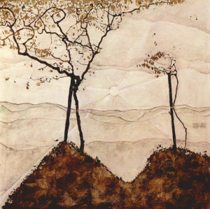 Egon Schiele, Landscape Autumn Trees at Dawn Egon Schiele, Autumn Sun ...