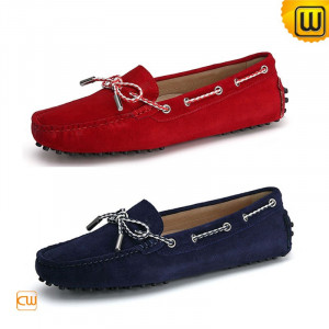 Womens Red Leather Driving Shoes