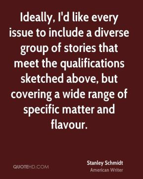 Stanley Schmidt - Ideally, I'd like every issue to include a diverse ...