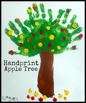 Handprint Apple Tree ~ Fun Fall Art Project For Kids (she: Brooke)