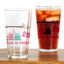 29th Anniversary Owl Couple Drinking Glass for