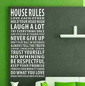 Details zu House Rules wall art quote wall art stickers family wall ...