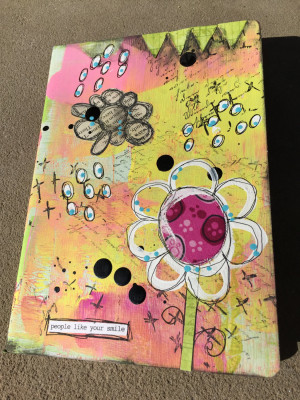 ... Colors, Flowers, Positive Quote in Mixed Media Hand Painted Cover