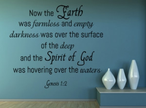 Genesis 1:2 ...Now the Earth...Christian Wall Decal Quotes