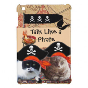 PIRATE CATS ANTIQUE PIRATES TREASURE MAPS AND FLAG iPad MINI CASE