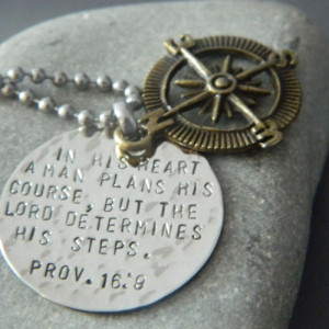 ... proverbs 16 9 inspirational compass handstamped necklace proverbs 16 9