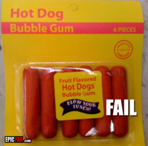 hot dog bubble gum fail
