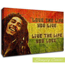 9998-BOB MARLEY LOVE THE LIFE-Quotes Canvas Art Wall Print (A1 Size)