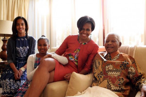 Michelle Obama and her daughters met Nelson Mandela in 2011 Debbie ...