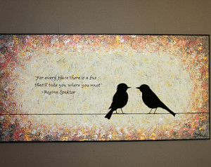... painting canvas custom order quote two love birds on wire wedding baby