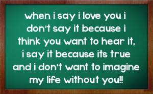 ... it because its true and i don t want to imagine my life without you