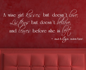 Wise Girl Kisses Marilyn Monroe Wall Quote Decal