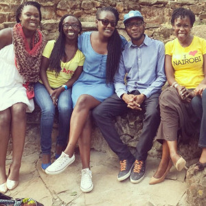 Teju Cole crowded by gorgeous ladies at the Storymoja Festival in