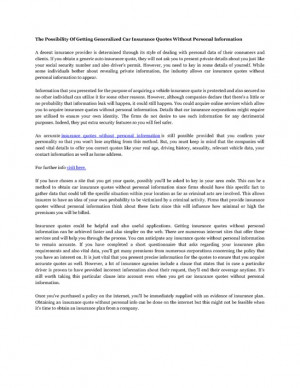 Getting Generalized Car Insurance Quotes Without Personal Information ...