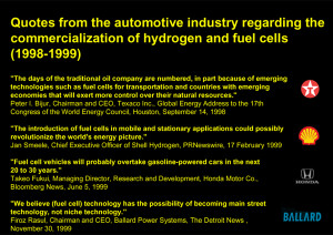 Quotes regarding the commercialisation of hydrogen and fuel cells ...
