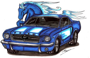 Ford Mustang blue horse by Lowrider-Girl