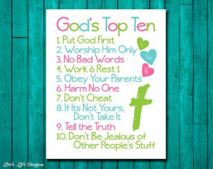 Christian Wall Art. Ten Commandments. Bible Verse. God's Top Ten for ...