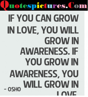 Awareness Quotes - You Grow In Awareness, You Will Grow Love By Osho