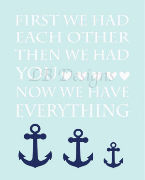 Navy Blue and Baby Blue Anchor Nautical Nursery/Boy's Print by ...