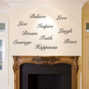 Large Dream Believe Inspire wall sticker quote words happiness courage ...