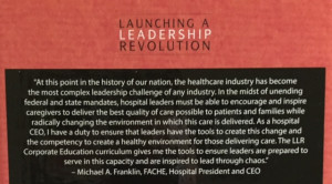 Quote by CEO Michael Franklin of Atlantic General Hospital on the back ...
