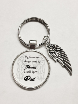 Dad Father Guardian Angel In Heaven Memory Wing Miss You Keychain