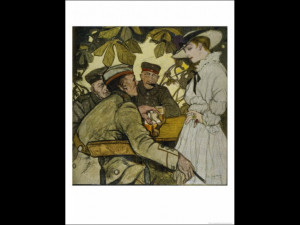 German Soldiers on Leave Spend Time Relaxing at a Cafe