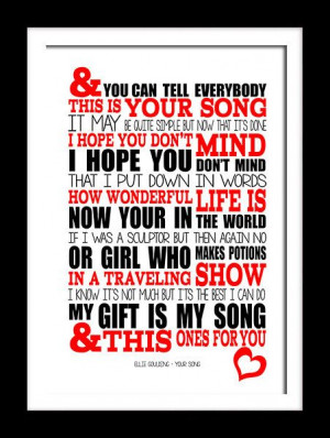 A3 Ellie Goulding Your song Print Typography by RTprintdesigns, £11 ...