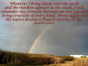 God's Promise - rainbow, verse, scripture, scenic, christian, flood