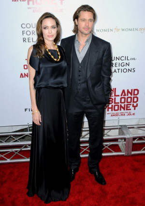 Angelina Jolie and Brad Pitt at the premiere of Angelina’s new film ...