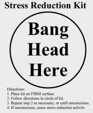 description only a stress reduction kit that says bang head here in ...
