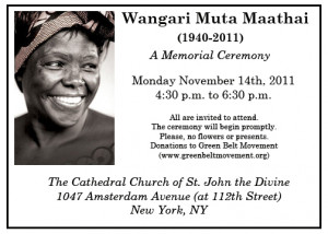 Ceremony for Beloved Africa Prize Laureate Wangari Muta Maathai in NYC