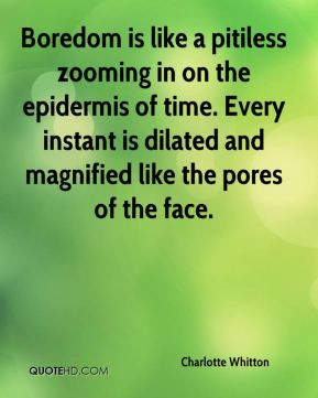 Boredom is Like A Pitiless Zooming In On The Epidermis Of Time Every ...