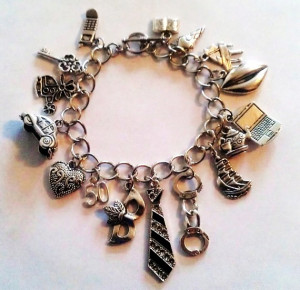 FSOG Charm Bracelet Fifty Shades of Grey Inspired 50 Shades 16 charms ...