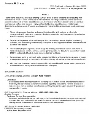 Mary Kay Consultant Resume Sample