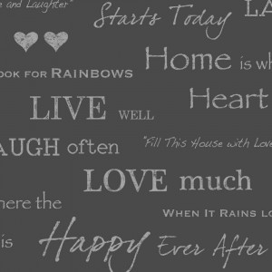 Love Wallpaper™ Shimmer Wall Quotes Wallpaper Black / Silver