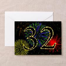 32nd birthday with fireworks Greeting Cards (Pk of for