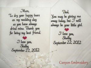 Wedding Gifts Embroidered Personalized Mother and Father of the Bride ...