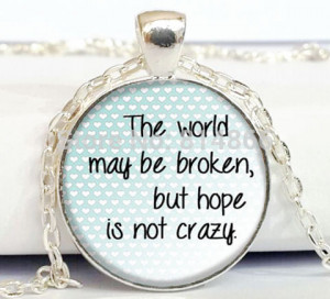 BUY 3 GET 1 FREE )Hope is not Crazy Quote Necklace- Book Quote Charm ...